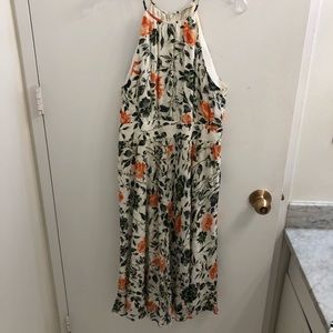Club Monaco Floral High Neck Midi Dress with Sash